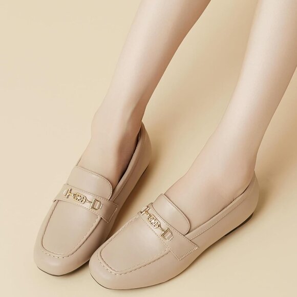 Women Nude Polyurethane Accent Buckle Leisure Slip On Walking Flats Shoes - Picture 7 of 9